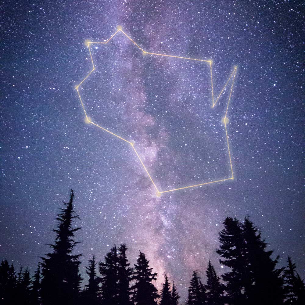 Stars make the shape of Wisconsin.